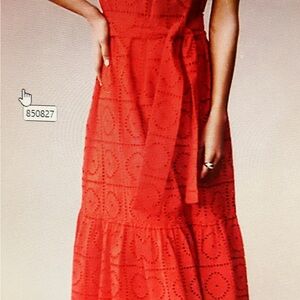 Ann Taylor Scarlet Lace Midi Dress